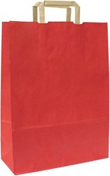 Obrázky: Papírová taška 23x10x32 cm, ploché držadlo,červená