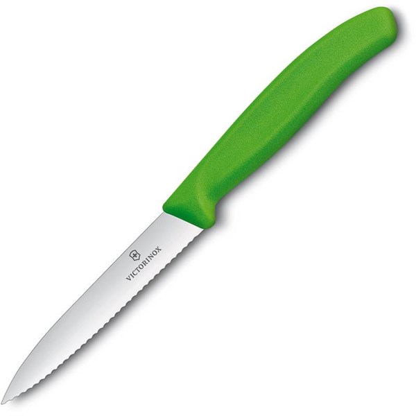 Obrázky: Zelený nůž na zeleninu VICTORINOX, vlnkové ostří