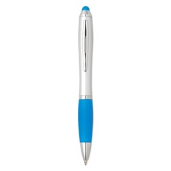 Obrázky: Tyrkysové plastové kuličkové pero se stylusem
