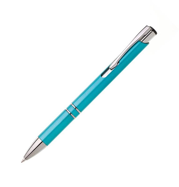 Obrázky: Tyrkysové plastové kuličkové pero JOLA,modrá náplň