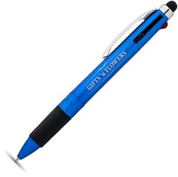Obrázky: Modré 4 v 1 plastové kuličkové pero se stylusem