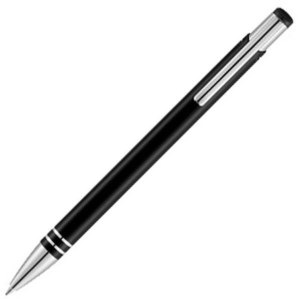 Obrázky: Černé kovové kuličkové pero, černá náplň