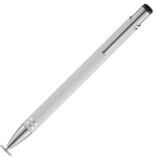 Obrázky: Bílé kovové kuličkové pero, černá náplň, Obrázek 1