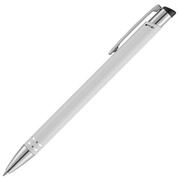 Obrázky: Bílé kovové kuličkové pero, černá náplň, Obrázek 3