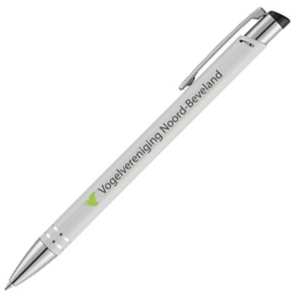 Obrázky: Bílé kovové kuličkové pero, černá náplň, Obrázek 4