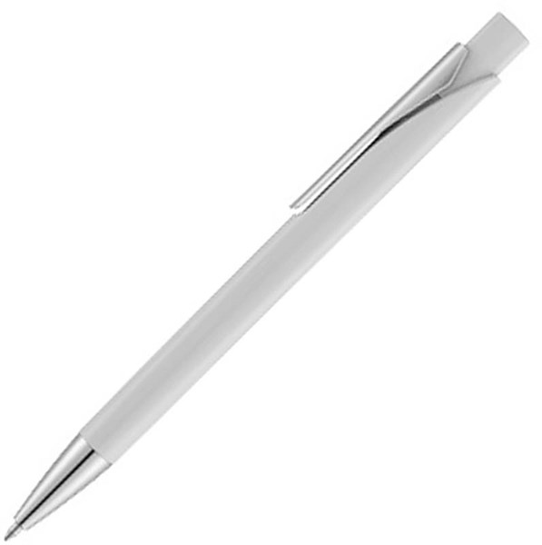 Obrázky: Plastové pero s mírně hranatým tvarem bílé, MN, Obrázek 3