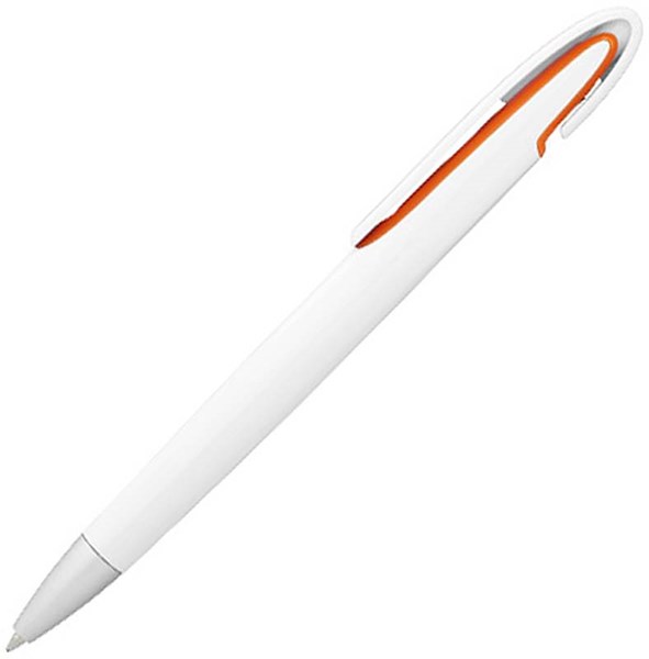 Obrázky: Plastové pero Rio s oranžovými doplňky,modrá náplň, Obrázek 1