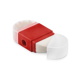 Obrázky: Červené ořezávátko s gumou v plastovém krytu