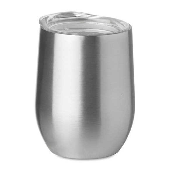 Obrázky: Dvoustěnný stříbrný hrnek 300 ml s transparentním víčkem, Obrázek 2
