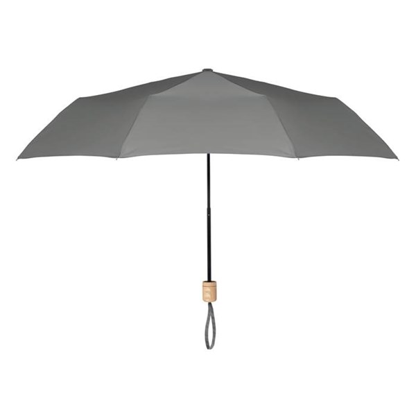 Obrázky: Šedý skládací deštník s dřevěným držadlem