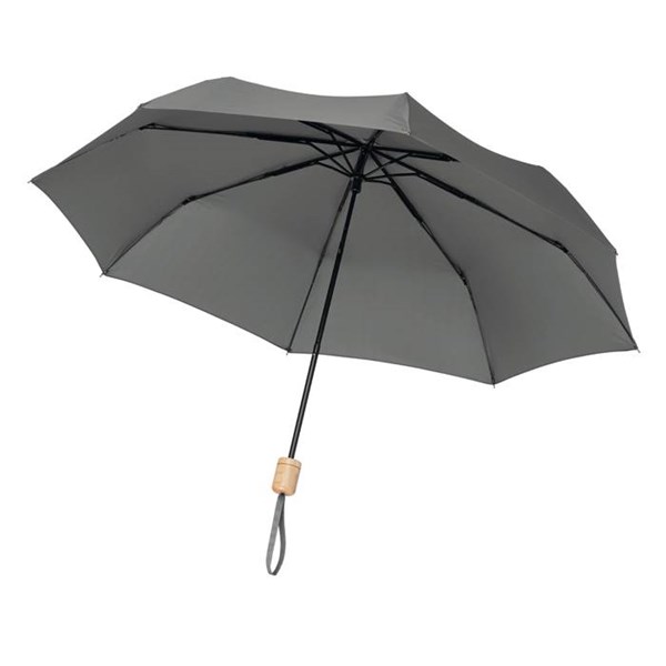 Obrázky: Šedý skládací deštník s dřevěným držadlem, Obrázek 3