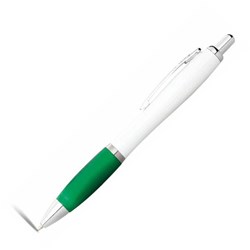 Obrázky: Bílé kuličkové pero se zeleným úchopem-ČN