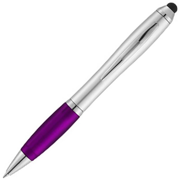 Obrázky: Stříbrné pero a stylus s fialovým úchopem, ČN, Obrázek 1
