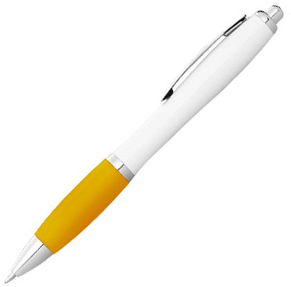 Obrázky: Bílé kuličkové pero se žlutým úchopem - MN, Obrázek 3