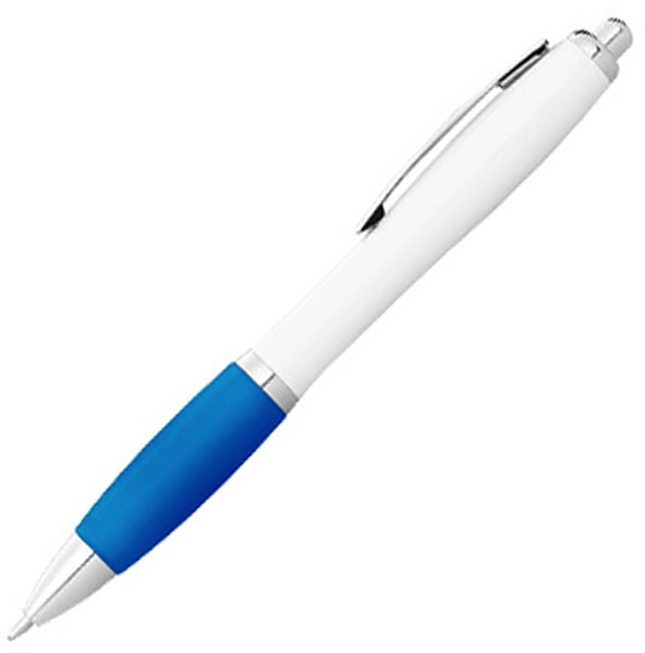 Obrázky: Bílé kuličkové pero s tyrkysovým úchopem - MN, Obrázek 3