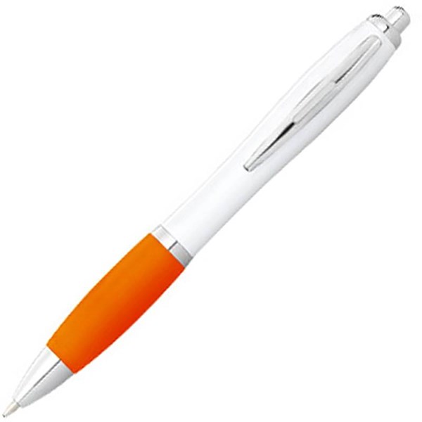 Obrázky: Bílé kuličkové pero s oranžovým úchopem - MN, Obrázek 1