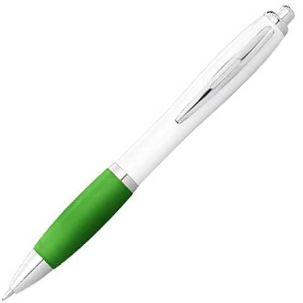Obrázky: Bílé kuličkové pero s limetkovým úchopem - MN
