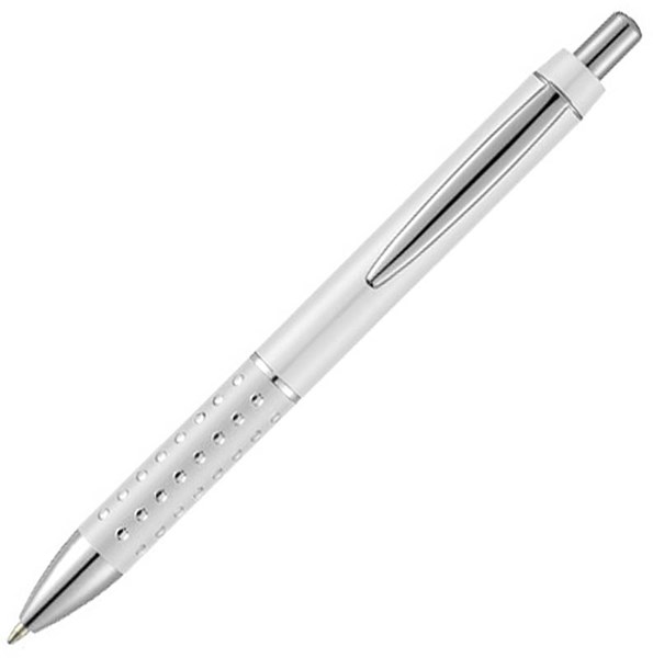Obrázky: Bílé kuličkové pero, zdobený úchop, MN