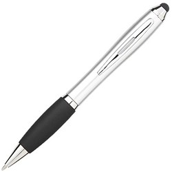 Obrázky: Stříbrné plastové kuličkové pero se stylusem