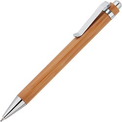 Obrázky: Bambusové pero s kovovým hrotem a klipem, hnědá