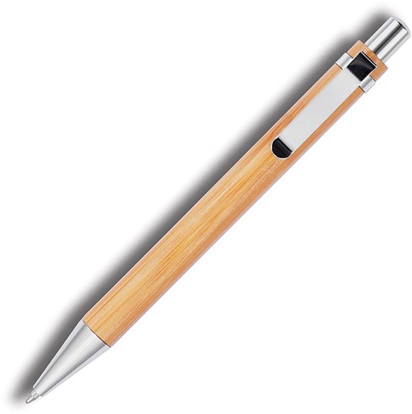 Obrázky: Bambusové pero s kovovým hrotem a klipem, hnědá, Obrázek 2
