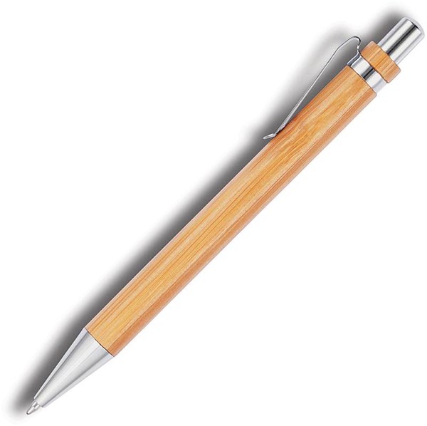 Obrázky: Bambusové pero s kovovým hrotem a klipem, hnědá, Obrázek 3