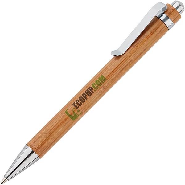 Obrázky: Bambusové pero s kovovým hrotem a klipem, hnědá, Obrázek 4