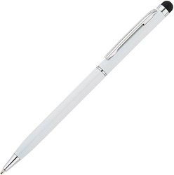 Obrázky: Bílé tenké kovové kuličkové pero se stylusem