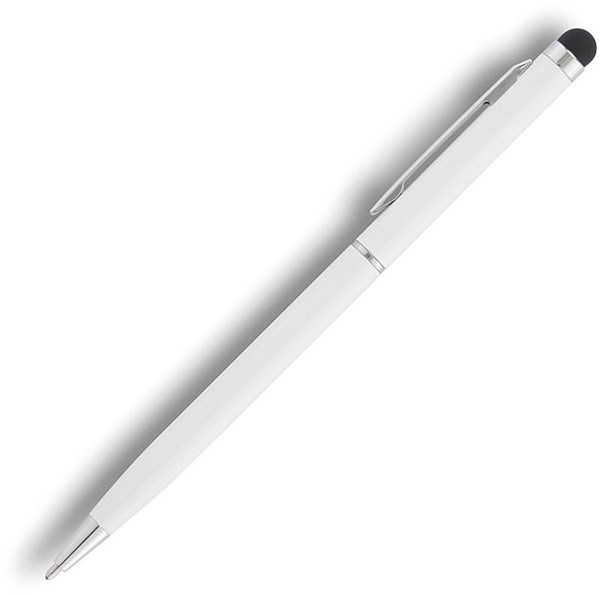Obrázky: Bílé tenké kovové kuličkové pero se stylusem, Obrázek 2