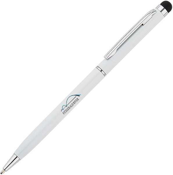 Obrázky: Bílé tenké kovové kuličkové pero se stylusem, Obrázek 4