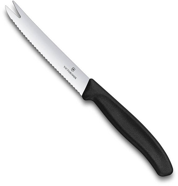 Obrázky: Černý nůž na sýr/uzeniny, vlnk.čepel 11cm, Victorinox, Obrázek 1