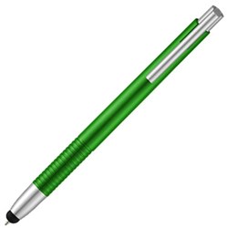 Obrázky: Zelené kuličkové pero se stylusem. černá náplň
