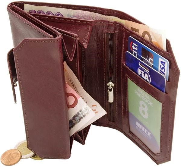 Obrázky: Dámská kožená peněženka, hnědočervená kůže, Obrázek 4