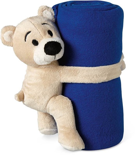 Obrázky: Dětská modrá fleecová deka s medvídkem