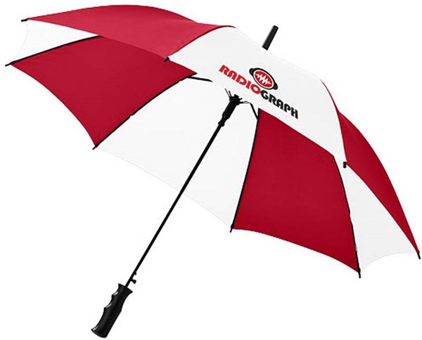 Obrázky: Červenobílý automat. deštník s tvarovaným držadlem, Obrázek 3