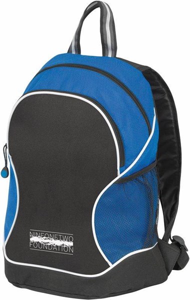 Obrázky: Modrý batoh s přední černou kapsou