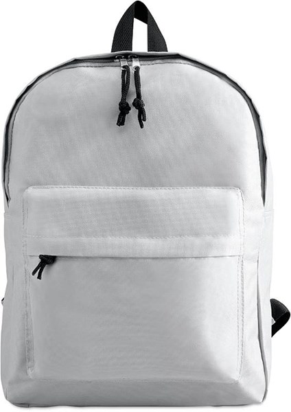 Obrázky: Bílý polyesterový batoh s vnější kapsou, Obrázek 1