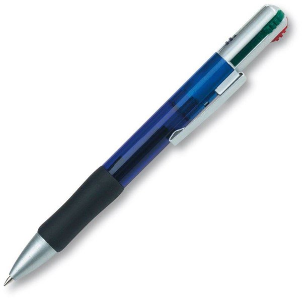 Obrázky: Transparentní modré čtyřbarevné kuličkové pero