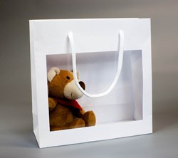 Obrázky: Papírová taška 23x9x23 cm,okénko,textilní šňůrka