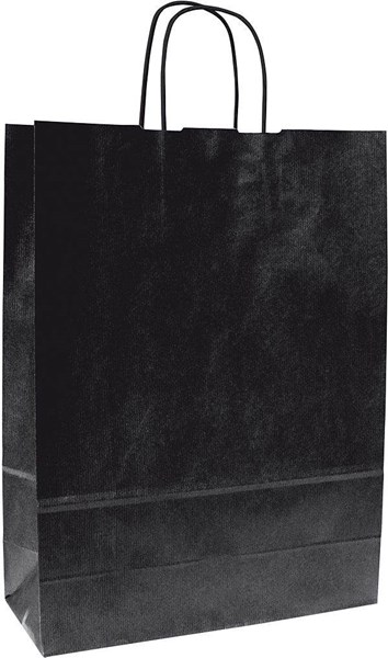 Obrázky: Papírová taška černá 18x8x25 cm, kroucená šňůra