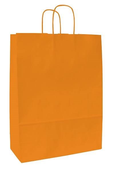 Obrázky: Papírová taška oranžová 18x8x25 cm, kroucená šňůra, Obrázek 1