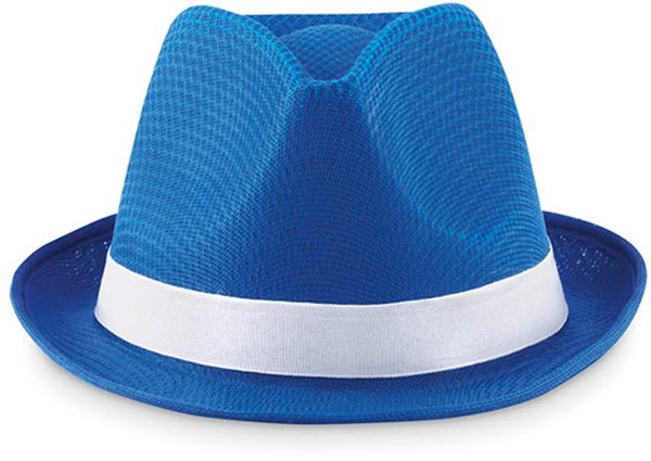 Obrázky: Modrý polyesterový klobouk s bílou stuhou, Obrázek 2