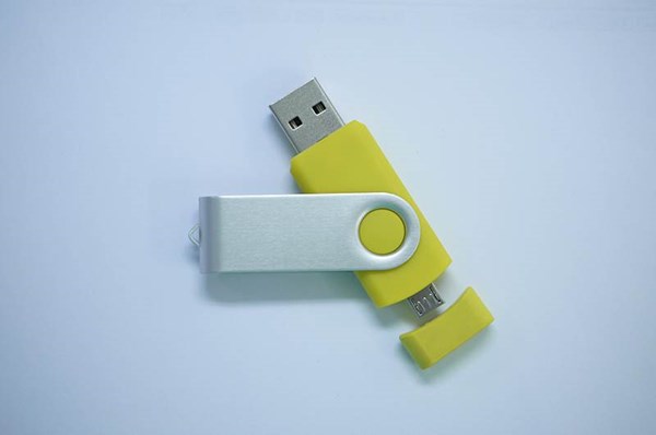 Obrázky: ROTATE  OTG flash disk 1GB s mikro USB, žlutý, Obrázek 2