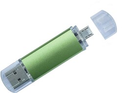 Obrázky: Hliníkový OTG flash disk 2GB s mikro USB, zelený