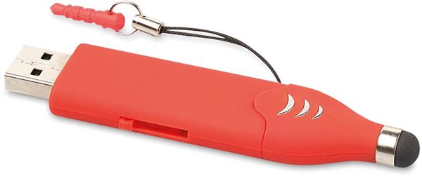 Obrázky: OTG Touch USB flash disk 4 GB se stylusem,červený, Obrázek 2