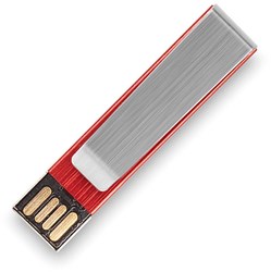 Obrázky: Červený hliníkový flash disk 4GB s klipem