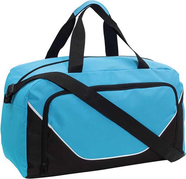 Obrázky: Světle modrá cestovní taška s velkou přední kapsou