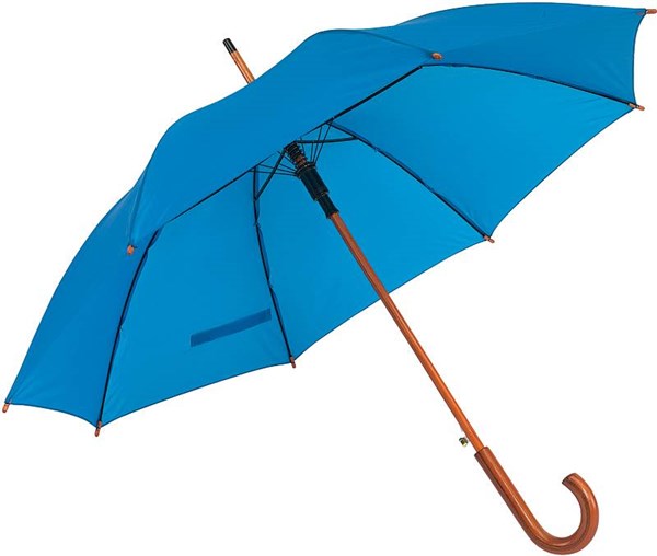 Obrázky: Královsky modrý autom.deštník s dřevěnou rukojetí