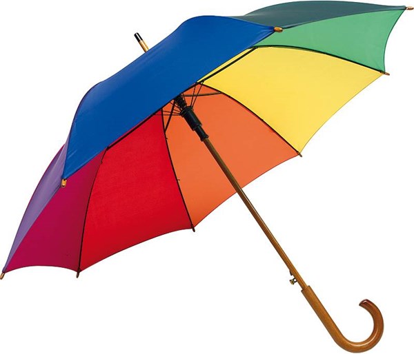Obrázky: Barevný automatický deštník s dřevěnou rukojetí