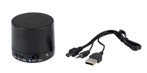 Obrázky: Černý plastový bluetooth 4.1 reproduktor s rádiem